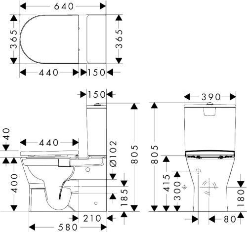 Hansgrohe EluPura Original S AquaChannel Flush monoblokkos WC szett ülőkével, fehér 60205450