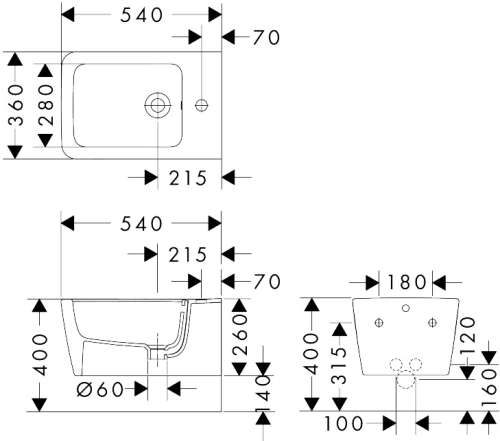 Hansgrohe EluPura Original Q fali bidé, fehér 60284450