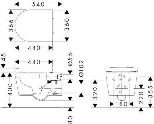 Hansgrohe EluPura S AquaFall Flush fali WC SoftClose ülőkével, fehér 60292450