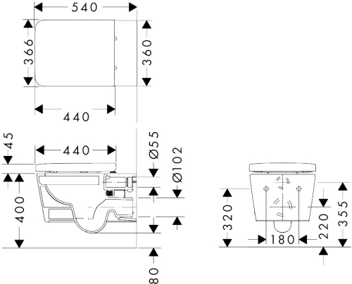 Hansgrohe EluPura Q AquaFall Flush fali WC SoftClose ülőkével, fehér 60293450