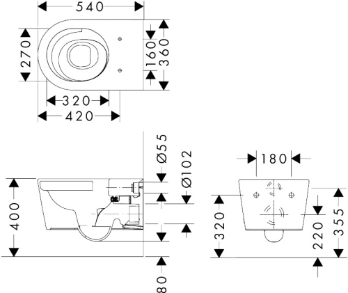 Hansgrohe EluPura S AquaHelix Flush fali WC, fehér 60343450