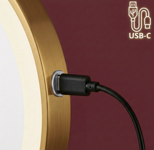 Rea Glow 20 cm pipere tükör LED világítással, matt arany HOM-70001