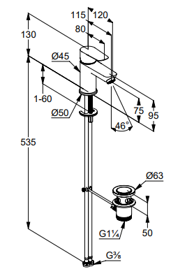 Kludi X0 mosdócsaptelep 75 automata leeresztővel, króm 312660575