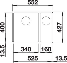 BLANCO SUBLINE 340/160-F munkalappal egyszintbe építhető gránit mosogató balos, kávé 523573