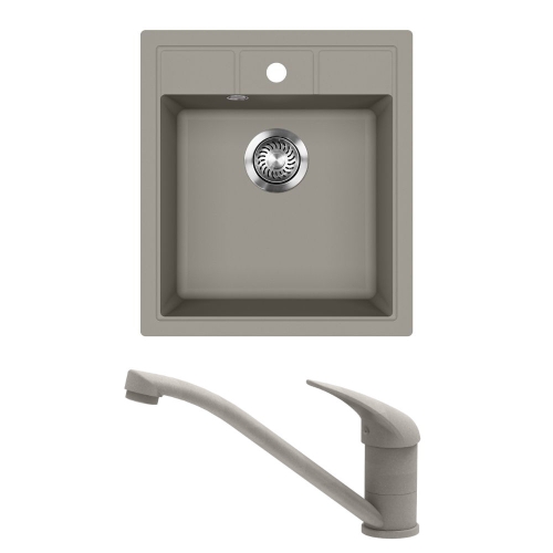 EVIDO Easy 45 gránit mosogató, 460 x 515 mm, platina + EVIDO PINGUIN csaptelep, platina 442124SET