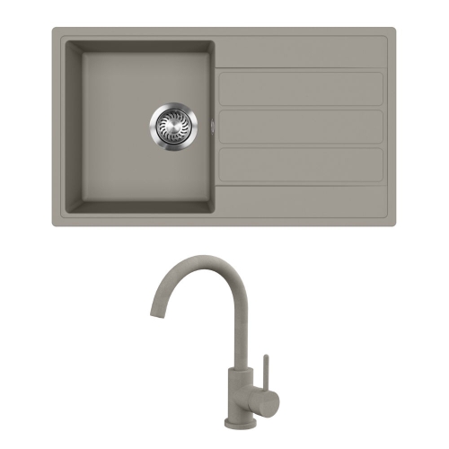 EVIDO Easy 45S gránit mosogató, 760 x 440 mm, platina + EVIDO LANA csaptelep, platina 442068SET