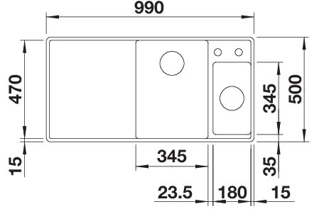 BLANCO AXIA III 6 S-F  SILGRANIT szintbe építhető mosogató, jobbos, üveg vágólappal, lefolyó-távműködtetővel, fekete 525854