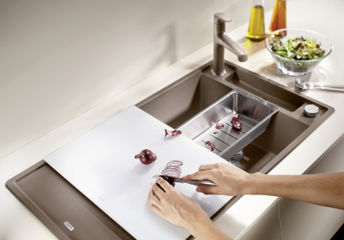 BLANCO AXIA III 5 S SILGRANIT mosogató, üveg vágólappal, lefolyó-távműködtetővel, fehér 523219