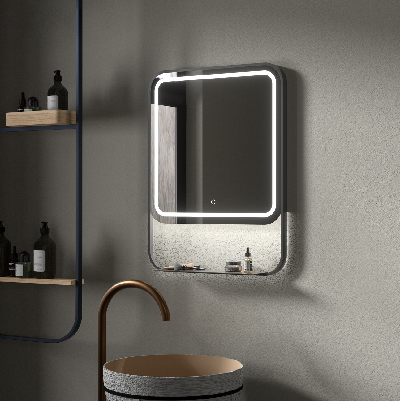 Wellis Alicante 60x80 cm tükör LED világítással, matt fekete WB00590