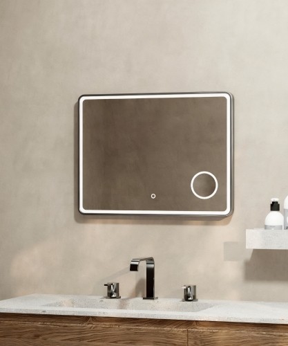 Wellis Cadiz 80x60 cm tükör LED világítással, gun metal WB00587