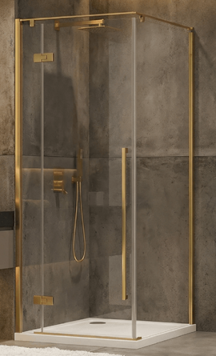 Wellis Sorrento Plus 90x90 cm balos zuhanykabin Easy Clean bevonattal, szálcsiszolt arany WC00563