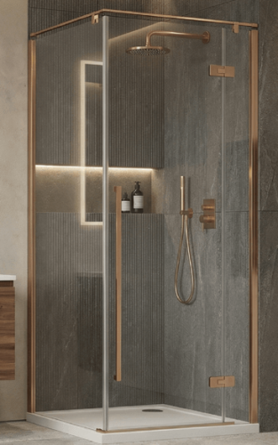 Wellis Sorrento Plus 90x90 cm jobbos zuhanykabin Easy Clean bevonattal, szálcsiszolt rose gold WC00566