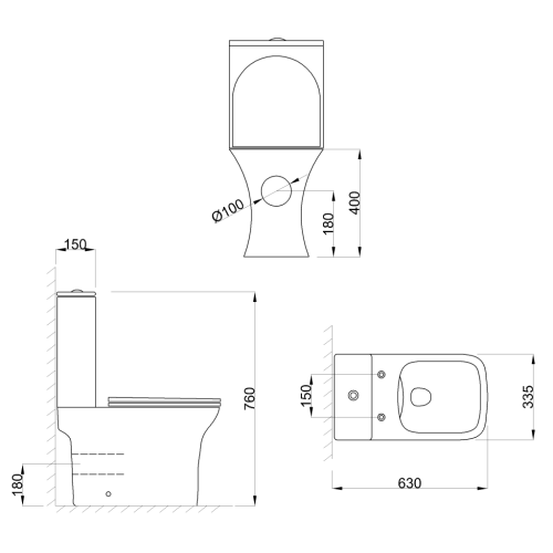 Invena VERSO Rimfree kompakt monoblokkos WC lassú záródású ülőkével, fehér CE-K1-051-Y