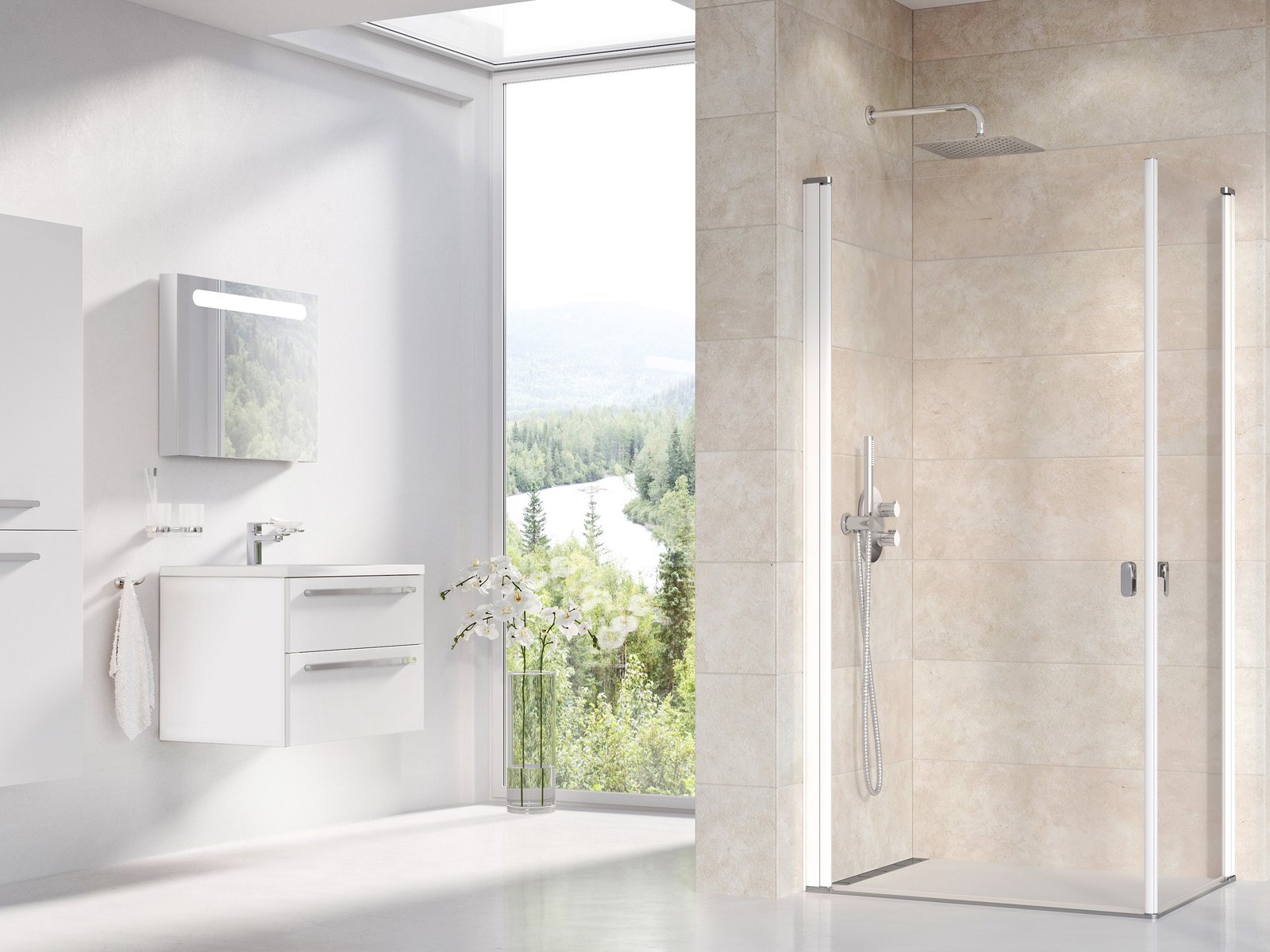 Ravak Chrome CRV1 90 cm zuhanykabin ajtó Transparent üveggel, fehér 1QV70101Z1
