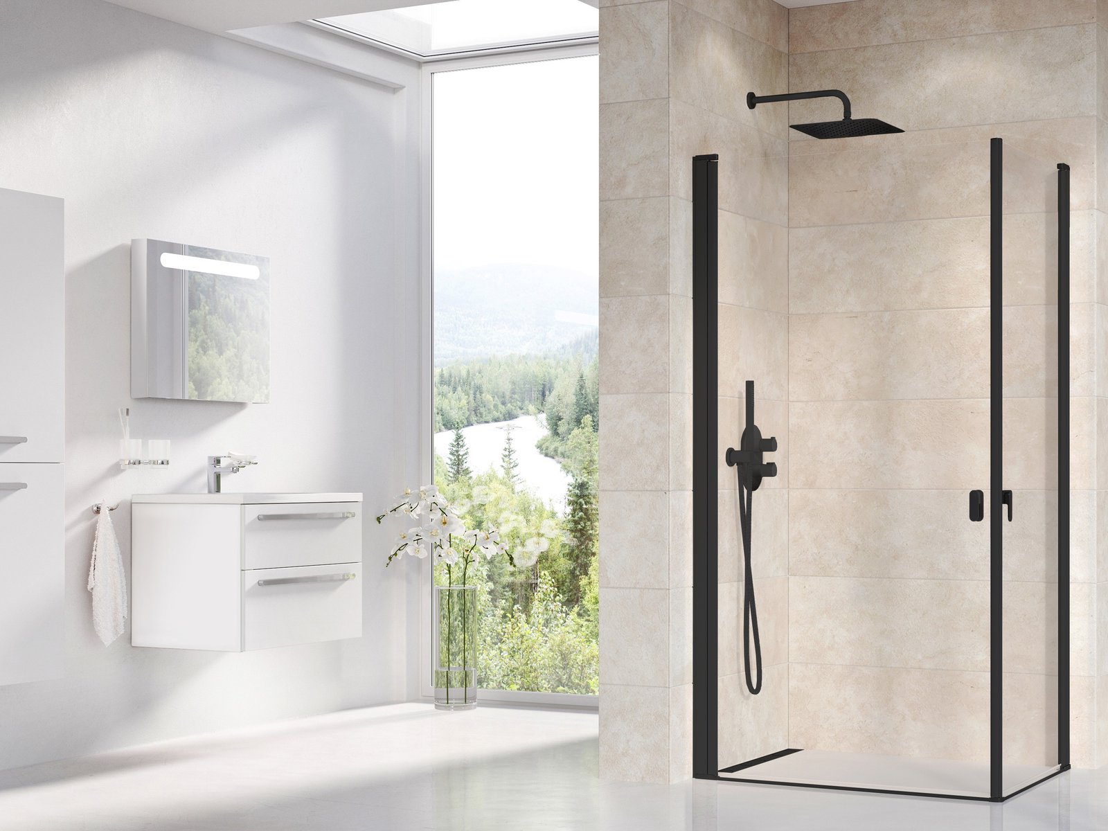 Ravak Chrome CRV1 80 cm zuhanykabin ajtó Transparent üveggel, fekete 1QV40301Z1