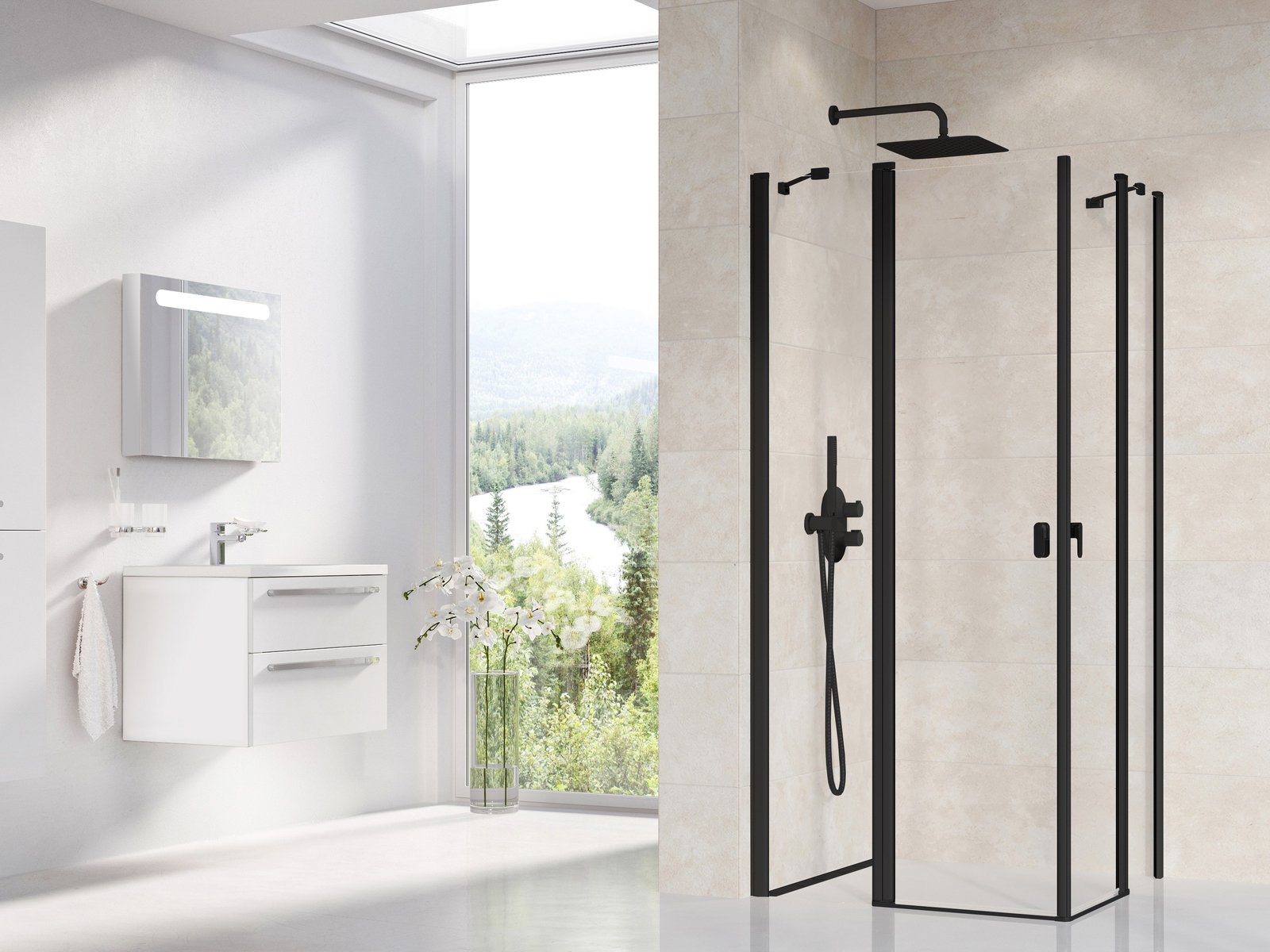 Ravak Chrome CRV2 90 cm zuhanykabin ajtó Transparent üveggel, fekete 1QV70300Z1