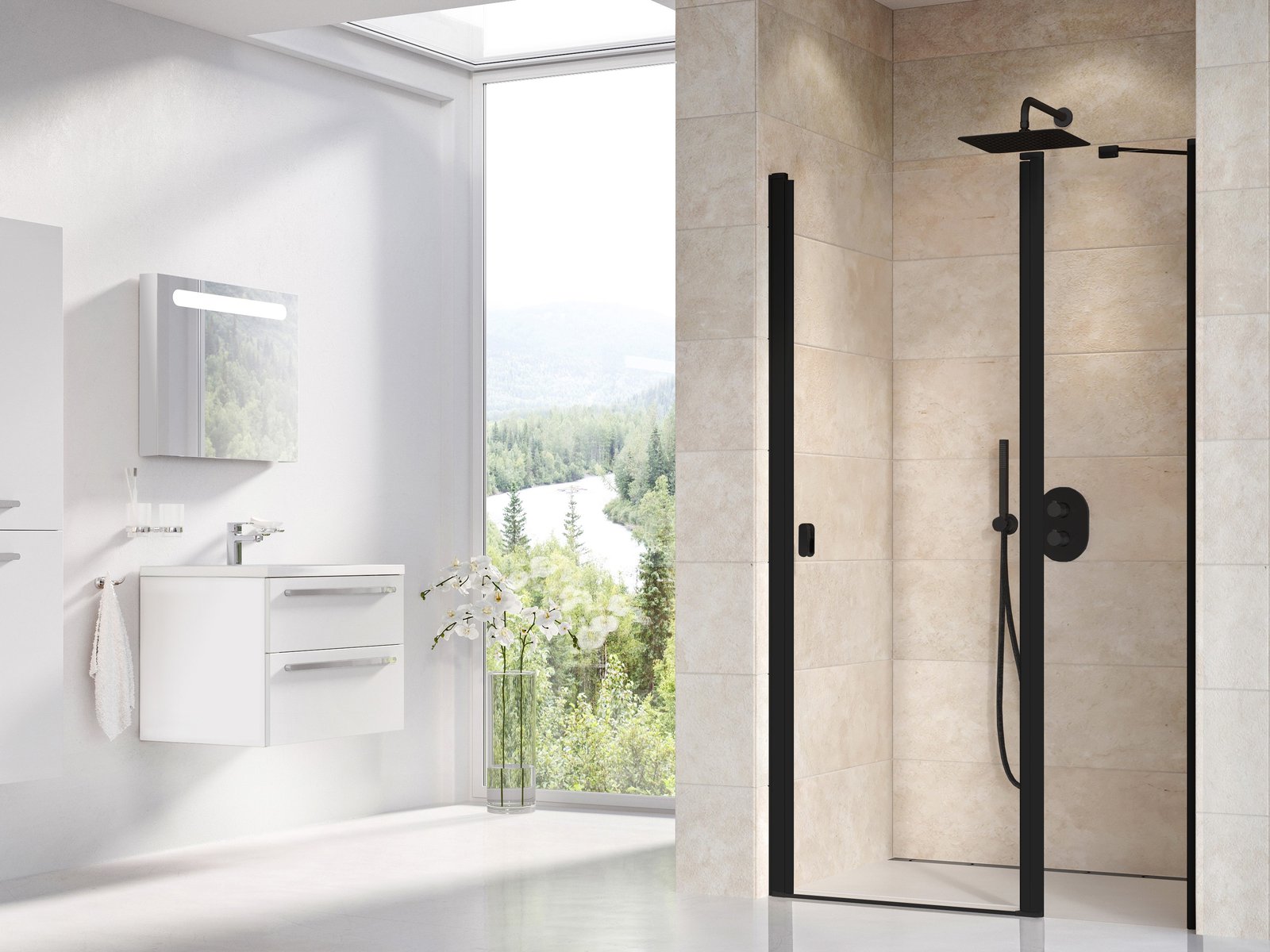 Ravak Chrome CSD2 120 cm zuhanyajtó Transzparent üveggel, fekete 0QVGC300Z1