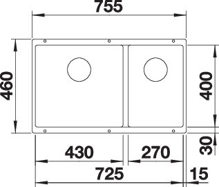 BLANCO SUBLINE 430/270-U alulról beépíthető SILGRANIT mosogató, balos, fekete 525991