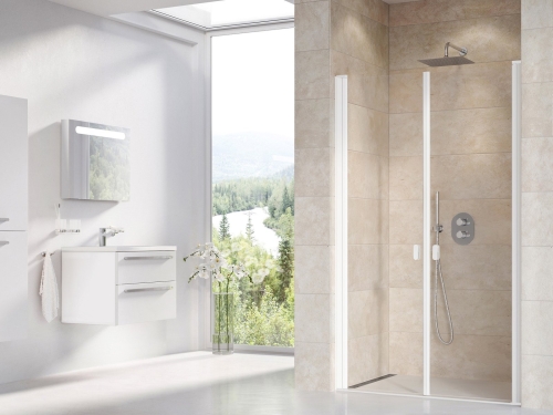 Ravak Chrome CSDL2 90 cm zuhanyajtó Transzparent üveggel, matt fehér 0QV7CE0LZ1