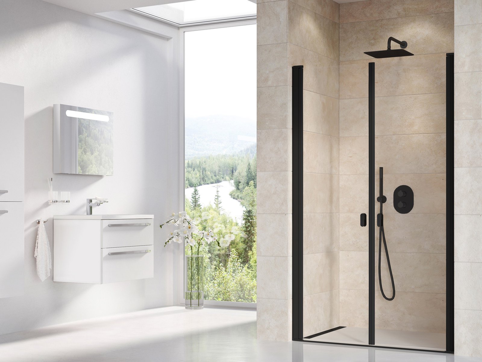 Ravak Chrome CSDL2 120 cm zuhanyajtó Transzparent üveggel, fekete 0QVGC30LZ1