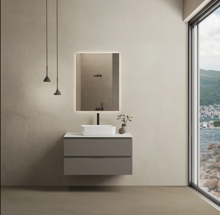 Marmy CODE TOP 90x50 cm pultos függesztett alsószekrény, 2 fiók, laminált Dark Taupe 20 51 22 09 00 74