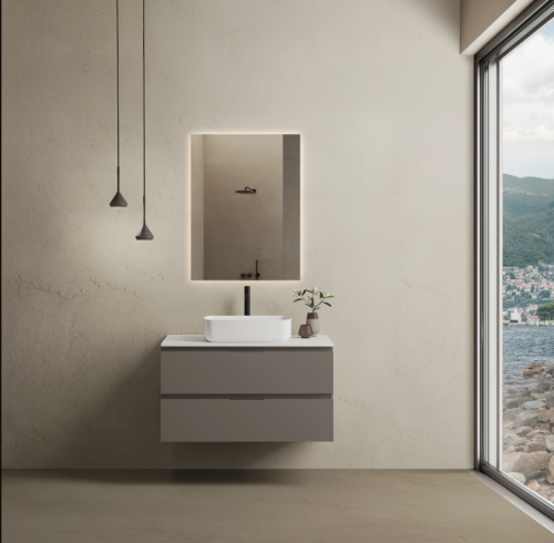 Marmy CODE TOP 90x50 cm pultos függesztett alsószekrény, 2 fiók, laminált Dark Taupe 20 51 22 09 00 74