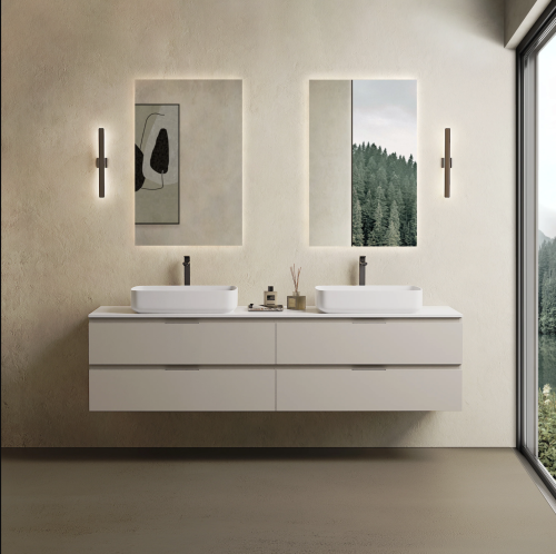 Marmy CODE TOP 200x50 dupla, pultos függesztett alsószekrény, 4 fiók, laminált Light Taupe 20 51 24 20 00 75