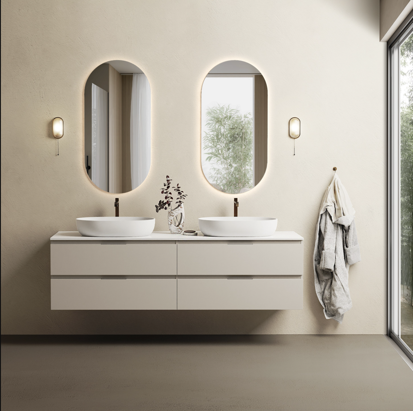 Marmy CODE TOP 180x50 dupla, pultos függesztett alsószekrény, 4 fiók, laminált Light Taupe 20 51 24 18 00 75