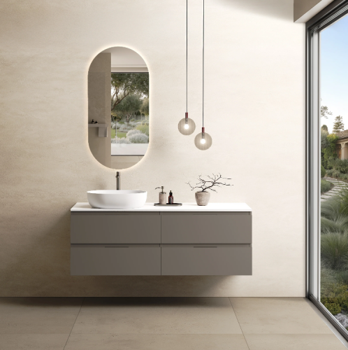 Marmy CODE TOP 140x50 cm balos, pultos függesztett alsószekrény, 4 fiók, laminált Dark Taupe 20 46 24 14 13 74