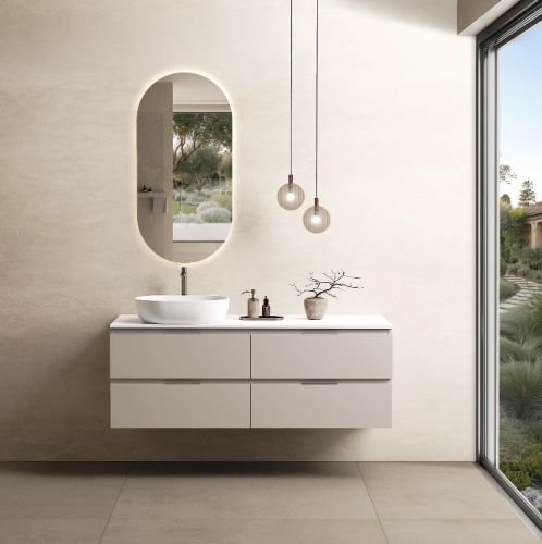 Marmy CODE TOP 140x50 cm balos, pultos függesztett alsószekrény, 4 fiók, laminált Light Taupe 20 51 24 14 13 75