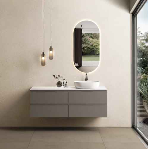 Marmy CODE TOP 140x50 cm jobbos, pultos függesztett alsószekrény, 4 fiók, laminált Dark Taupe 20 46 24 14 12 74