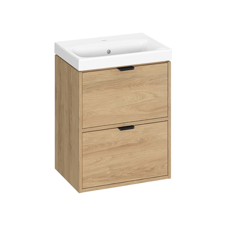 Cersanit ATRATO Slim 50 cm alsó szekrény mosdóval, hickory tölgy S4007-005
