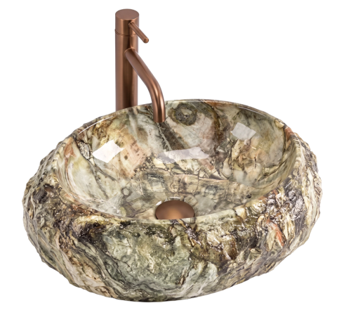 Rea Mika Canyon 50x38 cm pultra ültethető kőhatású mosdó, barnás márvány