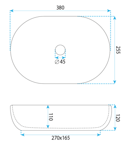 Rea Evora 37,5x25,5 cm pultra ültethető kőhatású mosdó REA-U3225