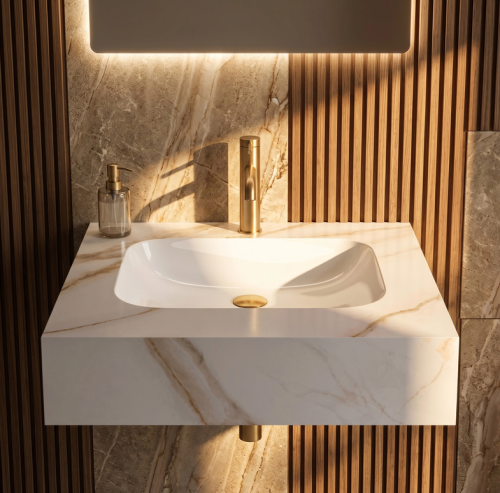 REA Aresa Grey Gold 60 mosdó 60x50 cm, márvány mintás REA-U9976