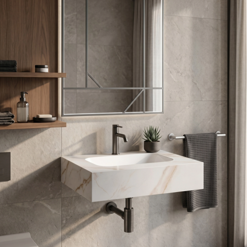 REA Aresa Grey Gold 60 mosdó 60x50 cm, márvány mintás REA-U9976