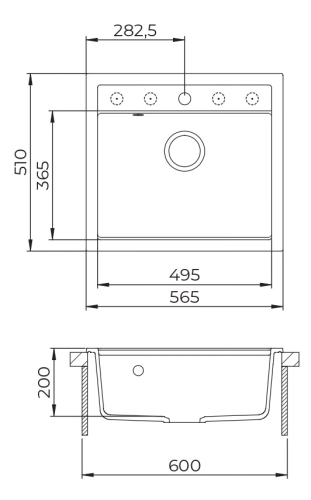 Evido QUADRO 6 gránit mosogató, fehér 442205