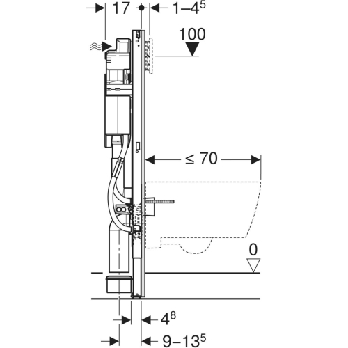 Geberit Duofix fali WC-szerelőelem, 112 cm, Sigma 12 cm-es falsík alatti öblítőtartállyal, akadálymentes 111.350.00.6