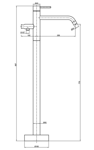 Sapho MINIMAL szabadon álló kádtöltő csaptelep, matt inox MI521