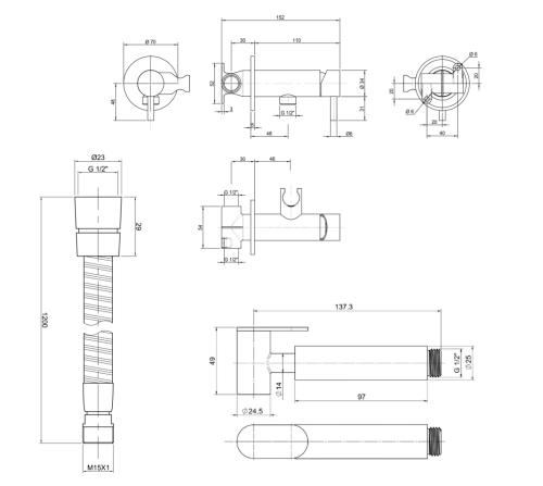 Sapho MINIMAL fali bidécsaptelep, matt inox MI540