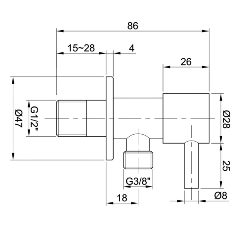 Sapho MINIMAL 1/2 x 3/8 sarokszelep, matt inox MI558