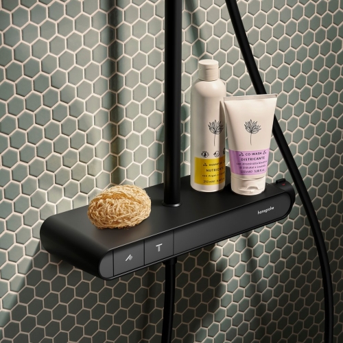 Hansgrohe Activera Q Showerpipe 290/180 1jet EcoSmart+, ShowerTablet Select 360 termosztáttal, matt fekete 28649670