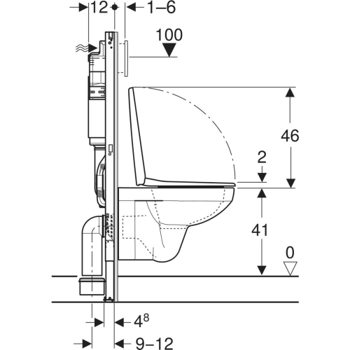 Geberit Duofix Delta 112 cm fali WC-szerelőelem készlet Selnova Square Rimfree fali WC szettel 118.402.21.3
