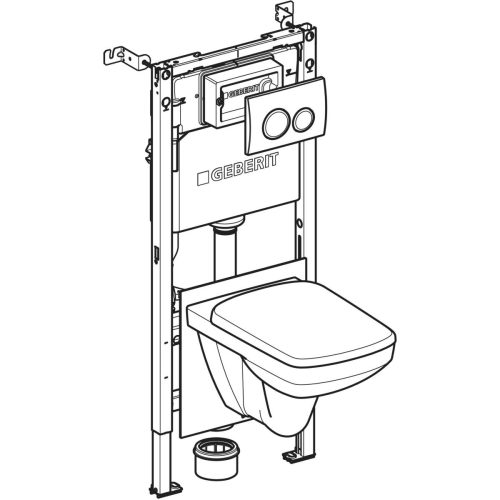Geberit Duofix Delta 112 cm fali WC-szerelőelem készlet Selnova Square Rimfree fali WC szettel 118.402.21.3