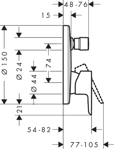 Hansgrohe Neovis Q egykaros falsík alatti kádcsaptelep, króm 71482000