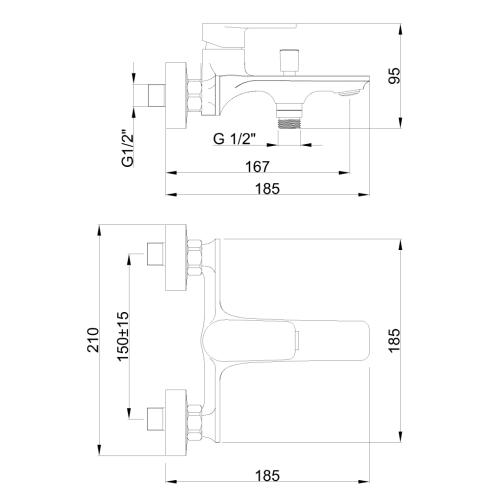 Invena RIKIA fali kádtöltő csaptelep, króm BW-24-101-A