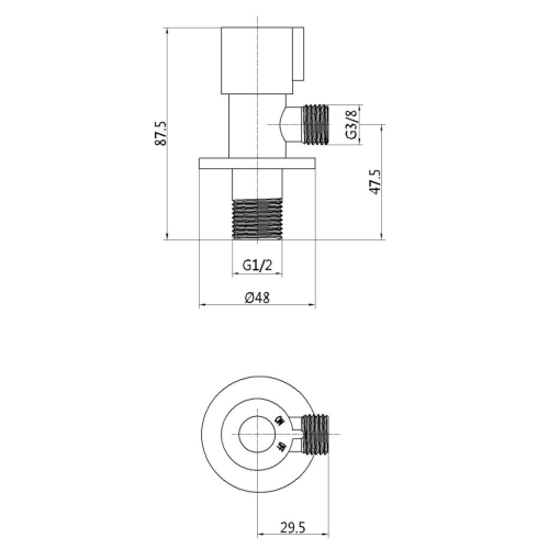 Invena 1/2x3/8 sarokszelep kerámiabetéttel, rozsdamentes acél/kék ZW-47-N10-J