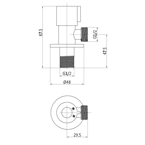 Invena 1/2x1/2 sarokszelep kerámiabetéttel, rozsdamentes acél/piros ZW-47-C15-J