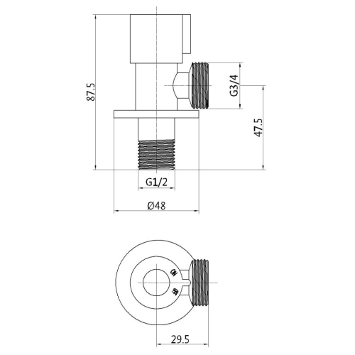 Invena 1/2x3/4 sarokszelep kerámiabetéttel, rozsdamentes acél/kék ZW-47-N20-J