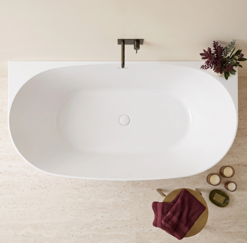 Rea Eris 160x80 cm szabadonálló kád falhoz fekete leeresztővel KPL-W6401
